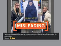 No, Switzerland has not 'de-recognized Islam' or banned the hijab