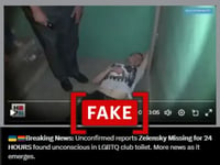 Fake video shared to claim Zelenskyy was found unconscious in 'LGBTQ club restroom'