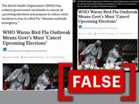 WHO has not advised governments to cancel upcoming elections due to bird flu outbreaks