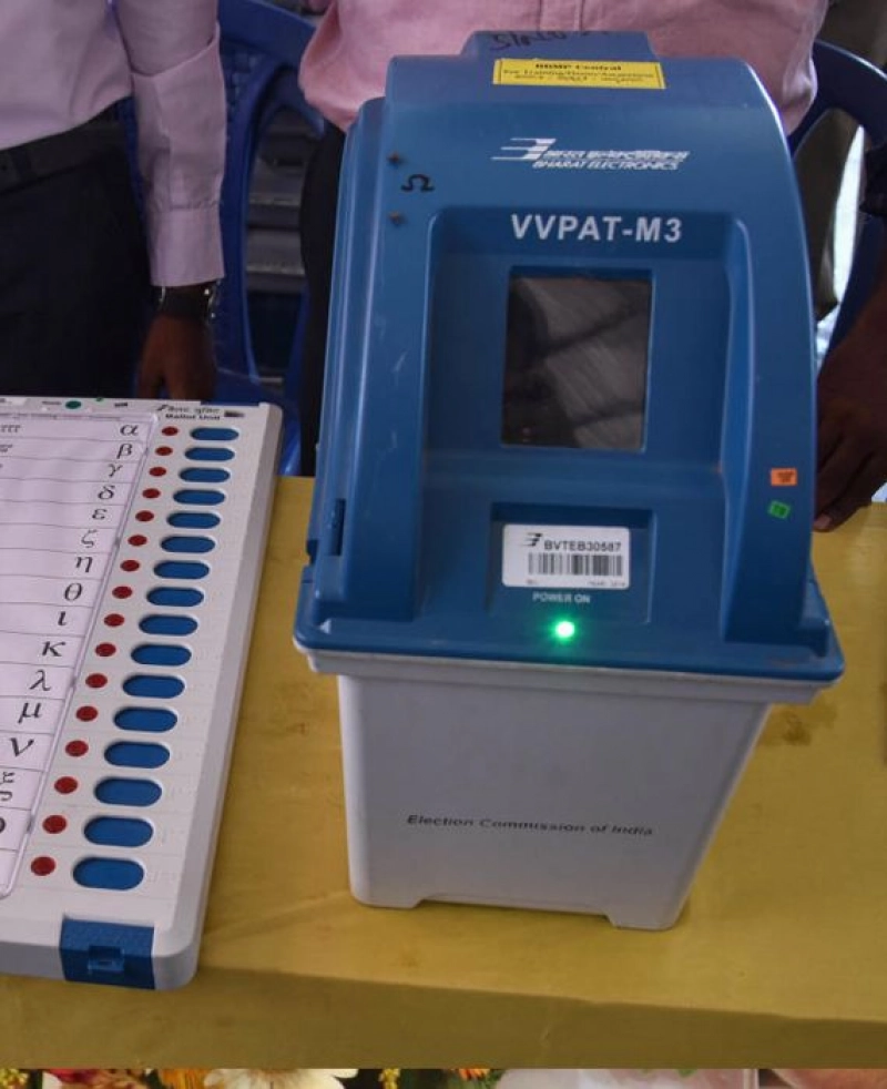 False: EVMs and VVPAT machines are being tampered with days before election results.