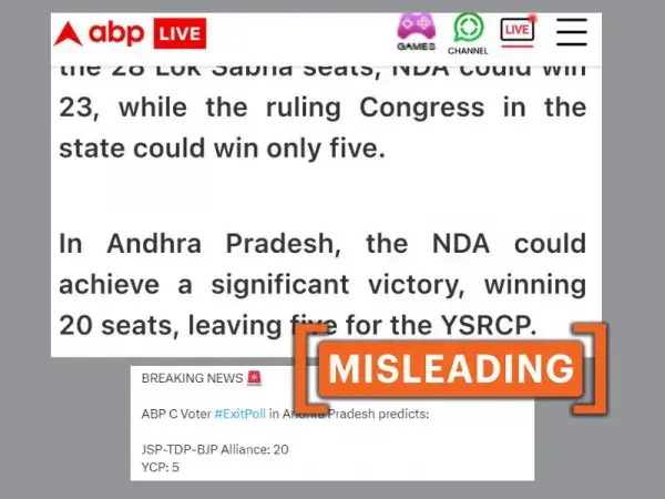 Pre-election opinion survey shared as 'exit poll' giving NDA most Lok Sabha seats in Andhra Pradesh