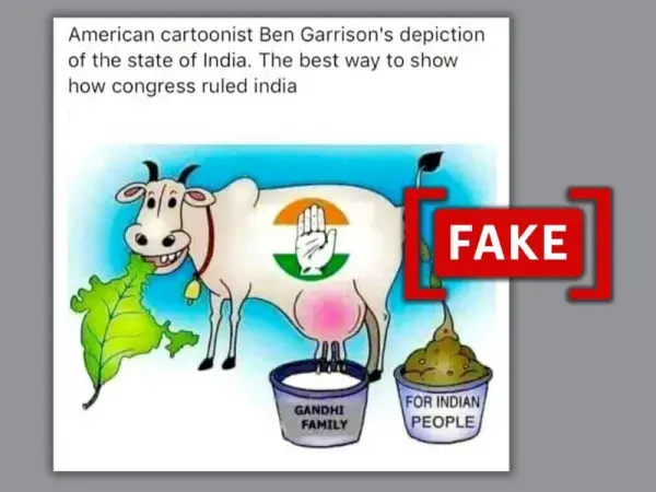 Edited cartoon against Congress falsely attributed to American cartoonist Ben Garrison