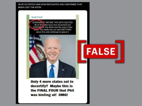 Did recounts in 46 U.S. states 'confirm' Joe Biden lost 2020 election? No, viral claim is false