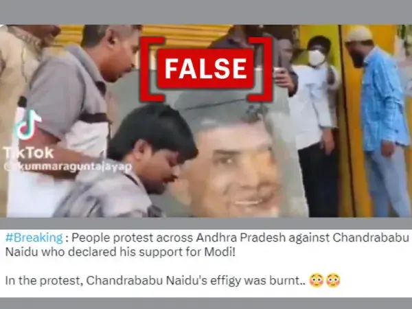 Unrelated video shared as people burning Chandrababu Naidu's photo for supporting Modi