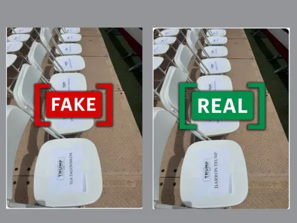Photo showing seat reserved for NFL quarterback at Trump's Miami rally is edited
