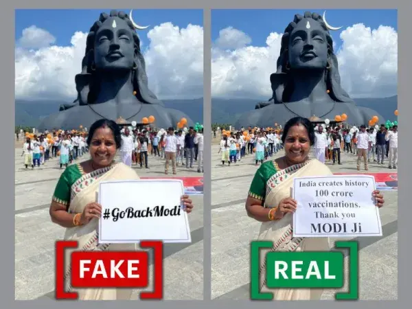 Viral image of Tamil Nadu BJP MLA holding 'Go Back Modi' placard is edited