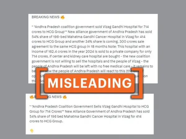 Did Andra Pradesh govt 'sell-off' Vishakhapatnam's Gandhi Cancer Hospital? Claim is misleading