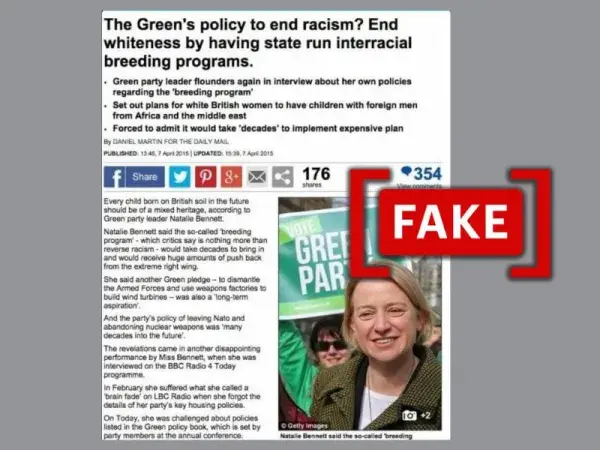 No, the Green Party didn't promote an 'interracial breeding program'