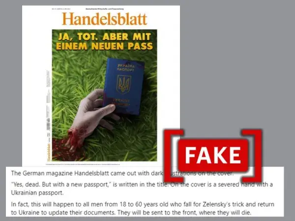German magazine Handelsblatt didn’t publish cover mocking Ukraine's mobilization law