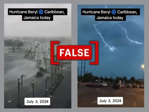 Old videos misrepresented as Hurricane BeryI hitting Jamaica