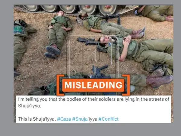 No, this image does not show dead Israeli soldiers in Gaza