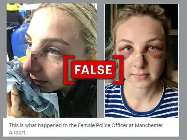 Old images of injured police officer incorrectly linked to Manchester Airport incident