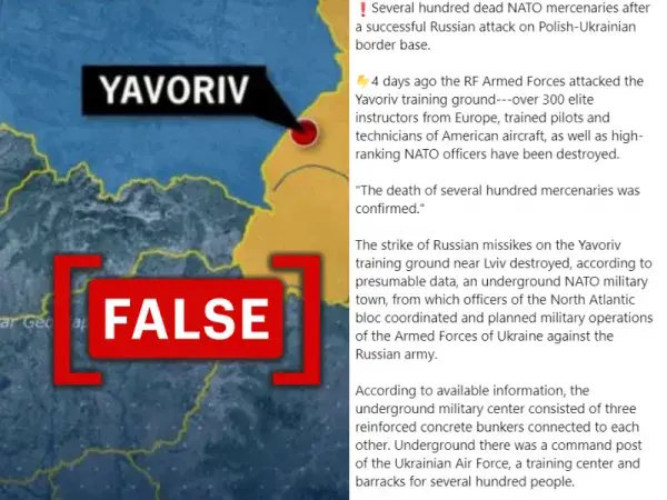 No, several hundred NATO mercenaries were not killed in a Russian missile attack on the Yavoriv military base in Ukraine