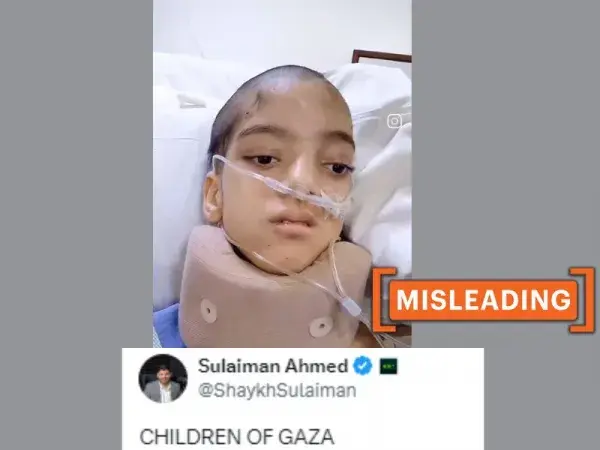 2022 image of Pakistani girl in hospital falsely shared as a 'child of Gaza'