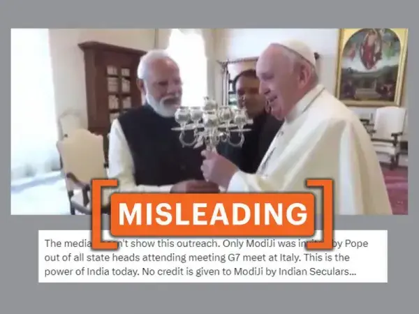 Old video of Indian PM Modi meeting the Pope falsely linked to recent G7 Summit in Italy