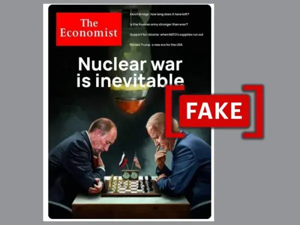 Fabricated image shared as The Economist cover saying 'nuclear war is inevitable'