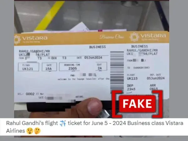 Is this Rahul Gandhi’s boarding pass for a June 5 flight to Bangkok? No, it’s edited!