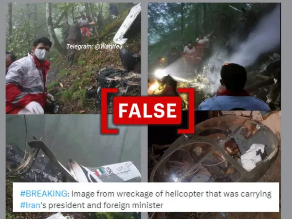 Old, unrelated images shared as 'wreckage of Iranian President Raisi's helicopter'