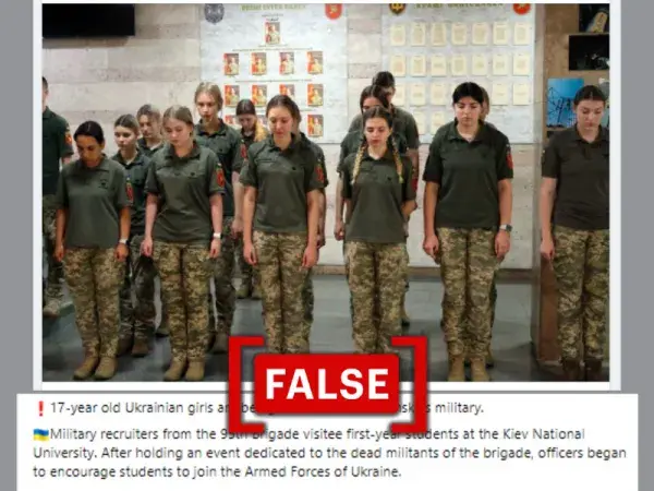 No, photo doesn't show 17-year-old girls being recruited into Ukraine's military
