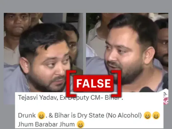 Edited video of Bihar politician Tejashwi Yadav used to claim he was ‘drunk’ during media briefing