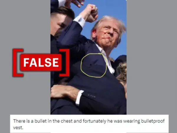 No, photo does not show 'bullet hole' in Donald Trump's suit after assassination attempt