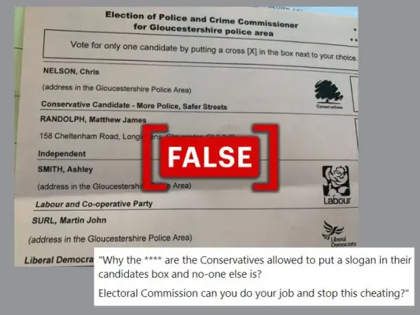 All parties can add slogans on ballot papers in UK, not just the Conservative Party