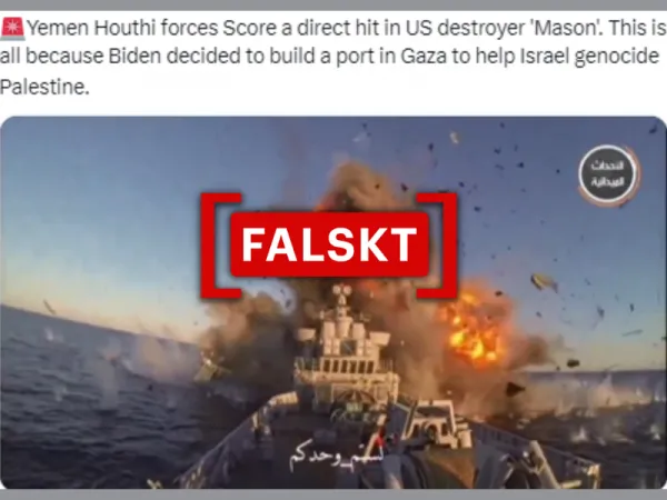 Viral film påstås felaktigt visa en Huthi-attack mot amerikanska fartyget USS Mason