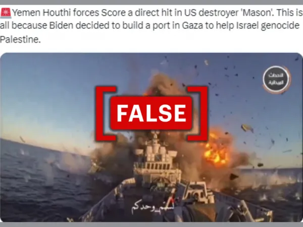 Viral footage falsely claimed to show Houthi attack on U.S. Navy vessel USS Mason