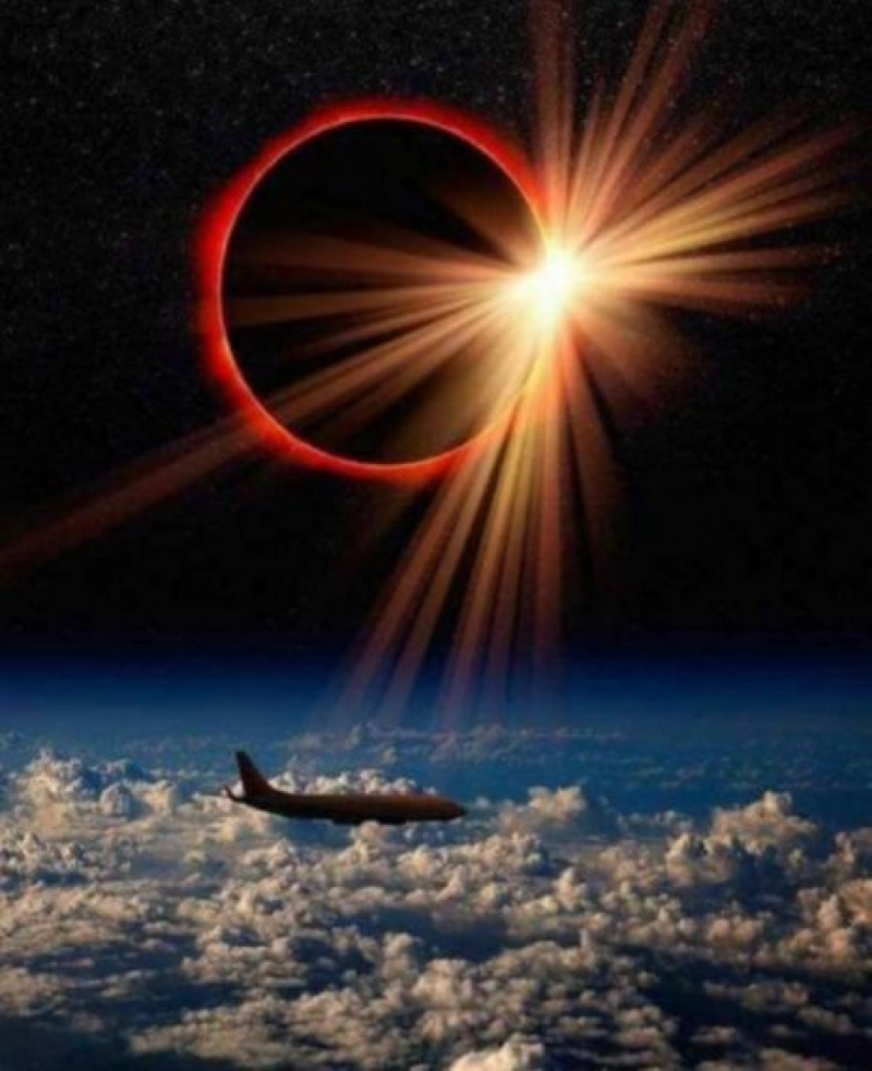 False: A British Airways pilot clicked a photo of a solar eclipse while crossing the Atlantic Ocean.