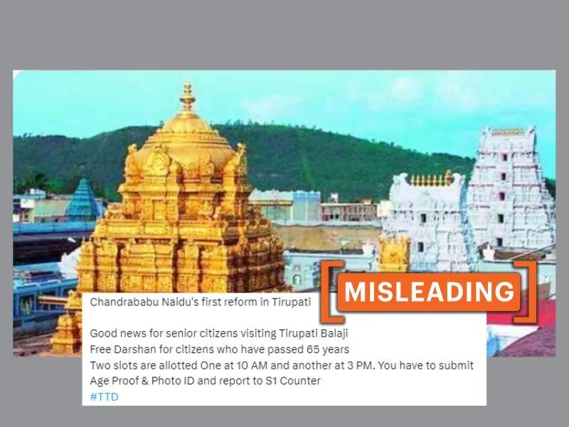 Viral claim about Tirupati Temple visit slots for senior citizens is misleading