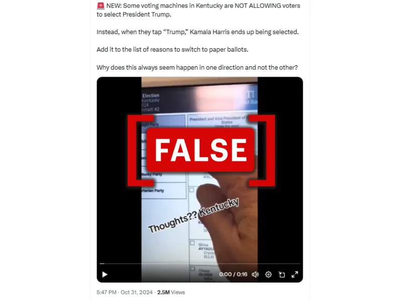 Voting machine in Kentucky did not block users from selecting Trump