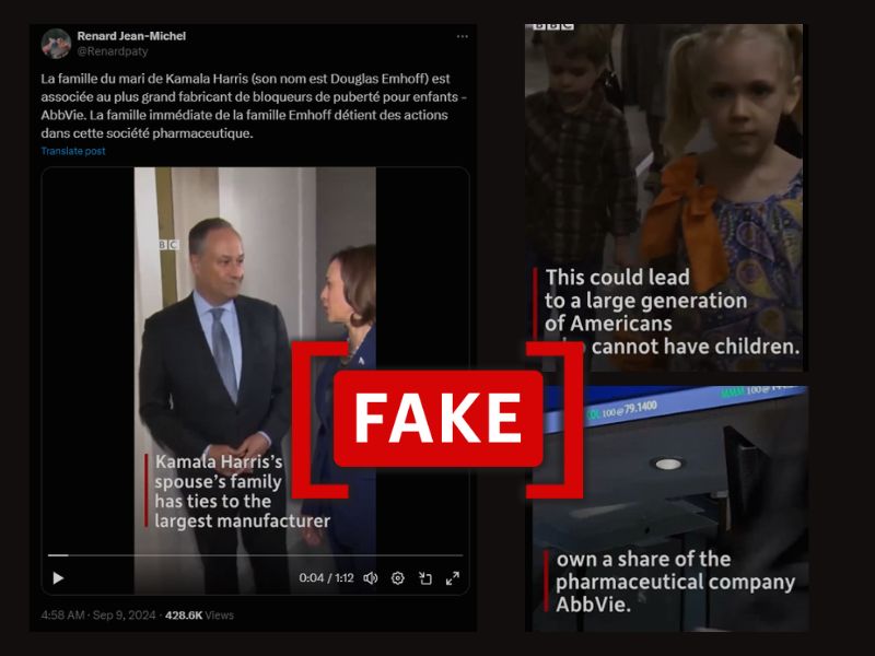 Fake BBC News clip makes false claims about Kamala Harris' husband and puberty blockers