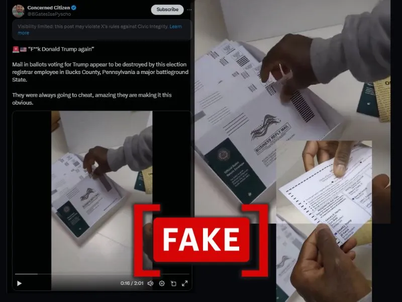 Fake video does not show ballots being destroyed in Bucks County, Pennsylvania