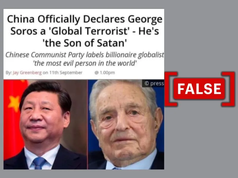 No, China has not declared George Soros a ‘global terrorist’