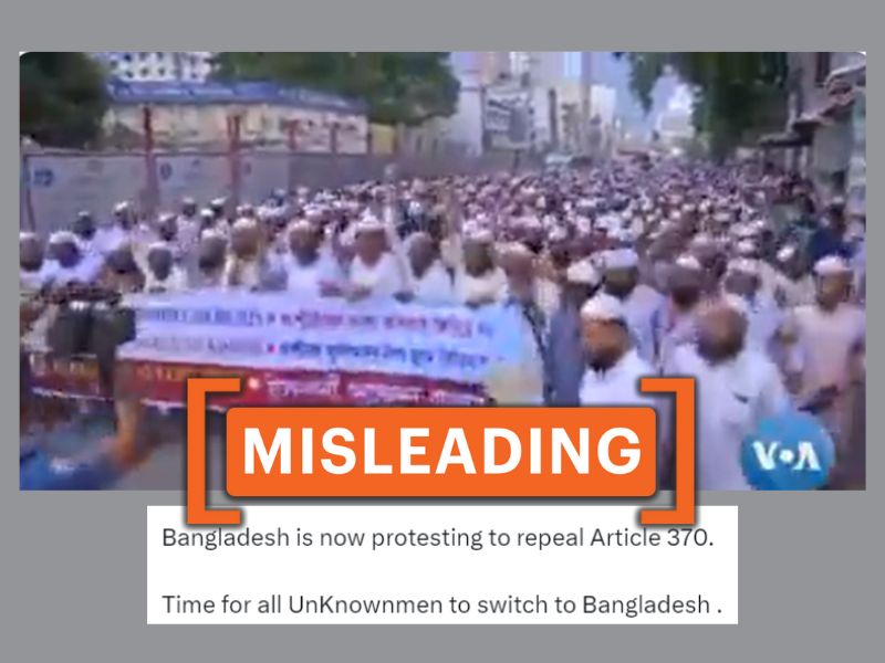 Screenshot of post claiming to show recent protest by Bangladeshis again the against the abrogation Article 370 in Kashmir.