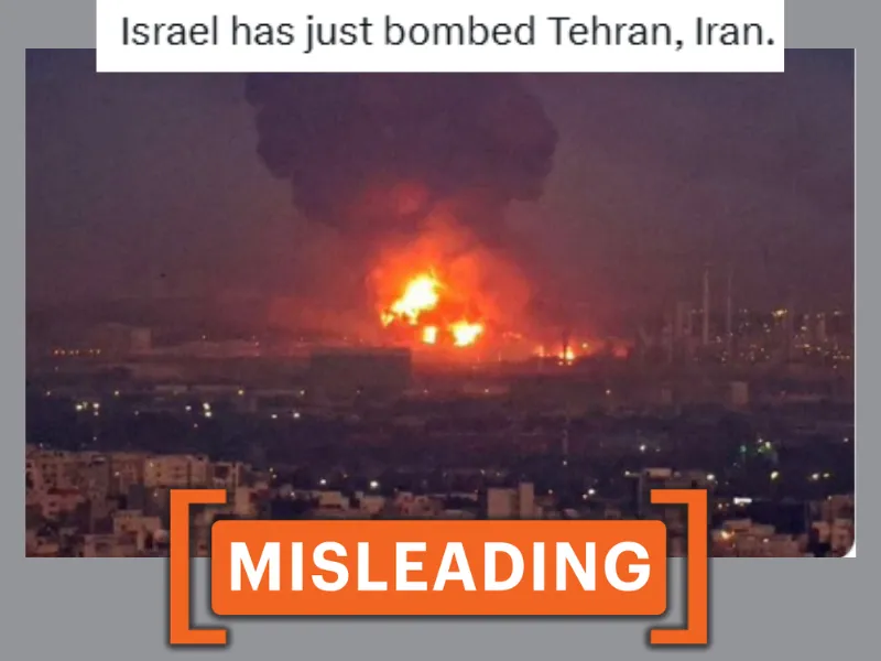 No, this image does not show Israel's recent attack on Tehran