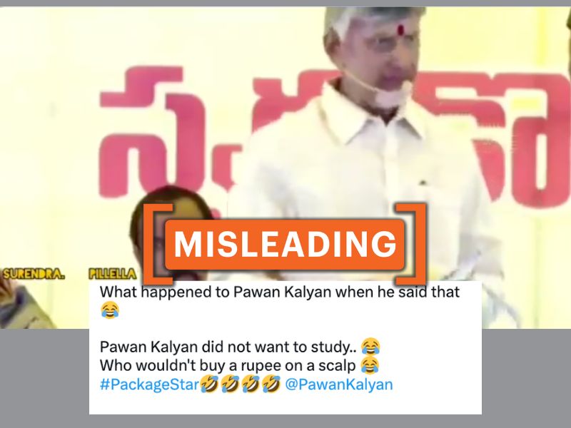 Screenshot of a social media post with an image of Andhra Pradesh Chief Minister Chandrababu Naidu with a text caption claiming Naidu criticised his deputy Pawan Kalyan