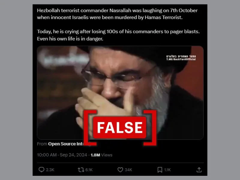 Old video of Hezbollah chief Hassan Nasrallah crying shared as recent