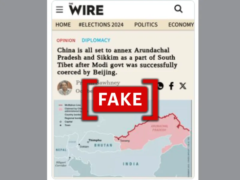 Fake image shared as The Wire report on China's plan to 'annex Indian territory'