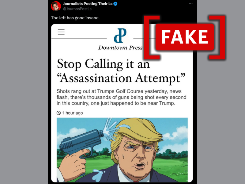 'Downtown Press' did not publish an article denying Trump assassination attempt