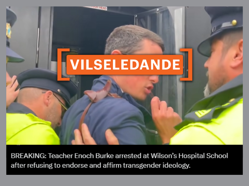 Skärmdump av video som visar Burkes gripande och ett X-inlägg där Burke påstår att han greps efter att ha vägrat stödja ”transgenderism”