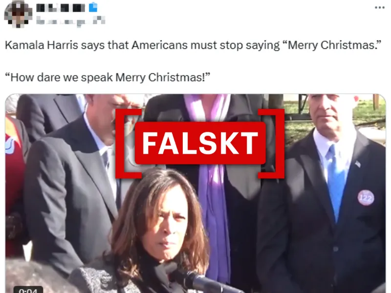 Nej, Kamala Harris har inte sagt att man måste sluta säga ”Merry Christmas”