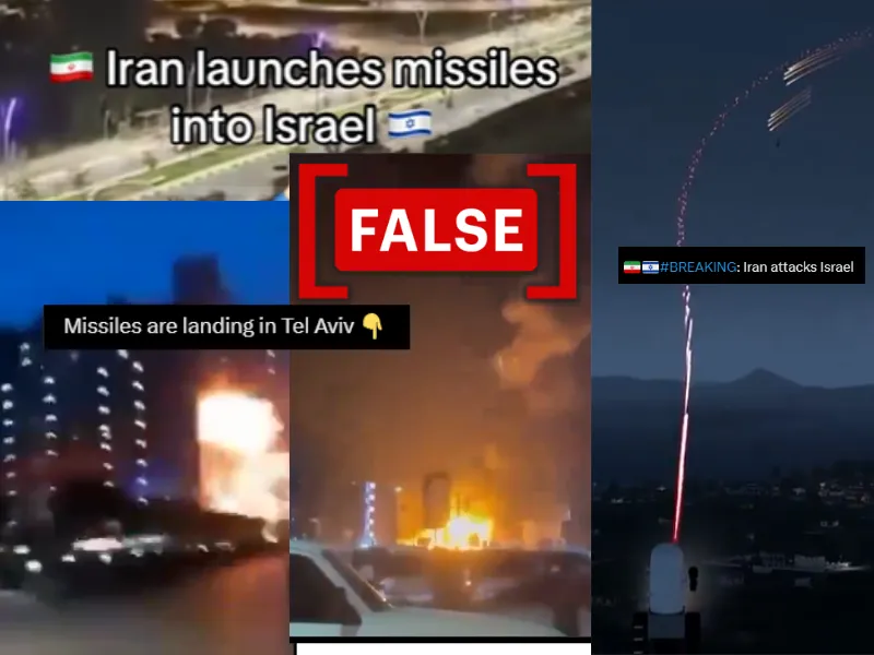 Screenshots of misattributed footage claiming to show Iran's attack on Israel.