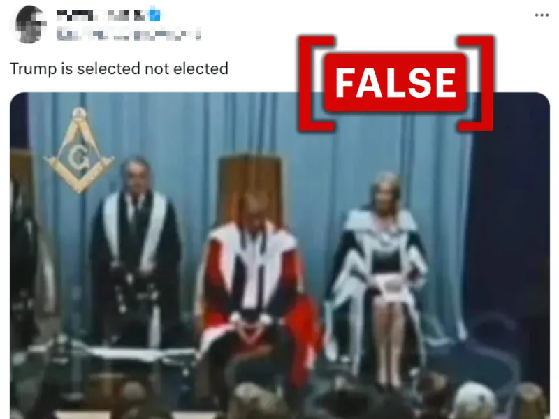 No, this photo doesn't show Donald Trump in Freemasons ritual