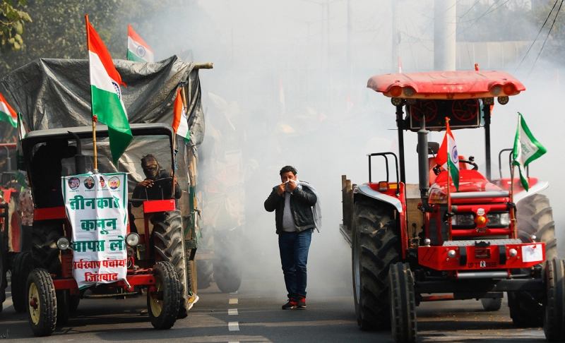 False: The people protesting are not farmers, they are insurrectionists.