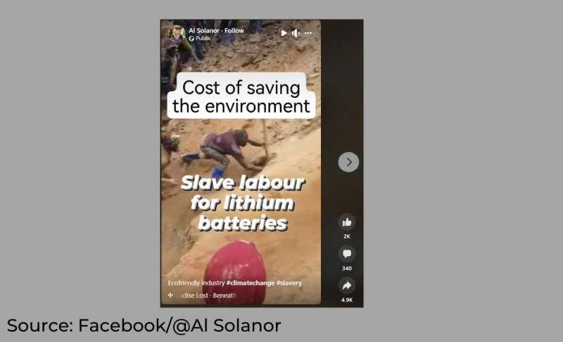 A video of a rescue operation at a gold mine in the Democratic Republic of Congo has been falsely shared as being the result of "slave labor for lithium"