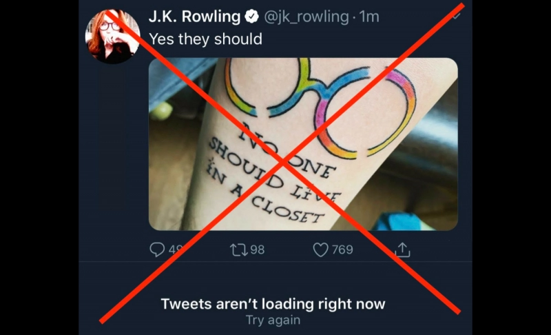 False: J.K. Rowling tweeted that LGBTQ people should live "in the closet."