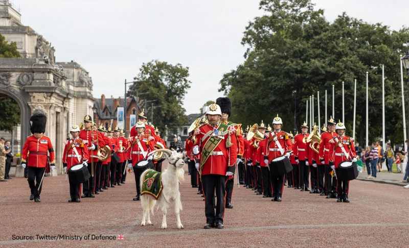 False: A goat leading the Queen's funeral shows that the Royal Family worships Satan.