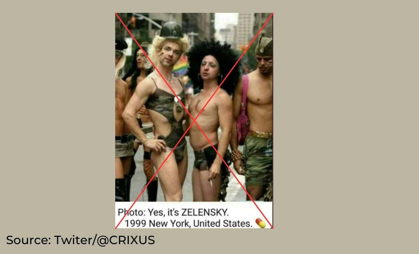 False: Ukrainian President Volodymyr Zelenskyy and his former advisor Oleksii Arestovych attended a 1999 New York Pride event.