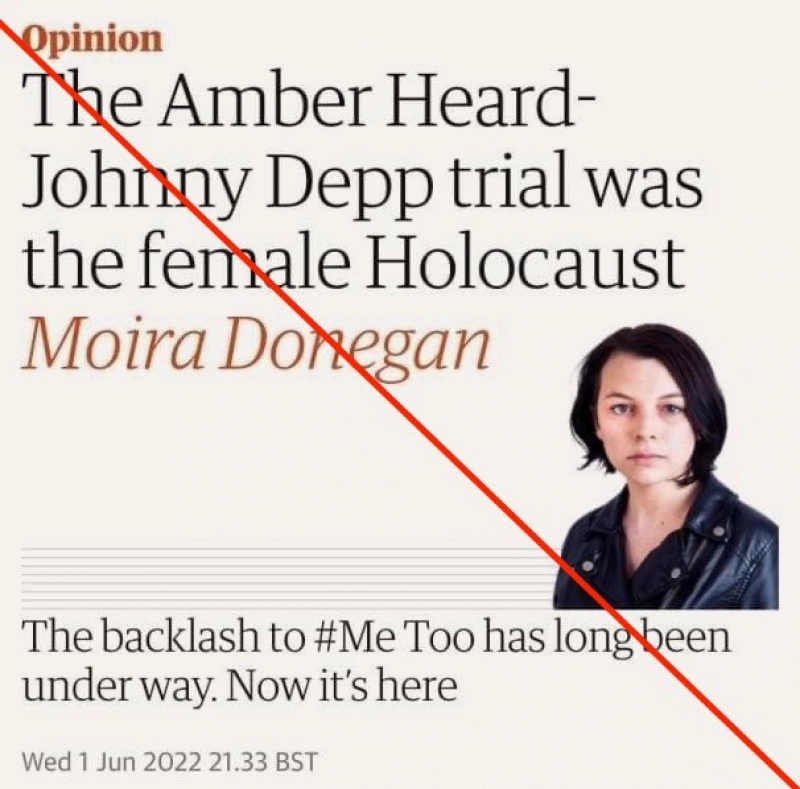 False: The Guardian published an article titled "The Amber Heard-Johnny Depp Trial was the female holocaust."